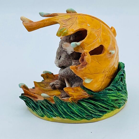 Vintage Charming Tails Mice Under Leaf Umbrella Weathering the Storm Together - Picture 3 of 9
